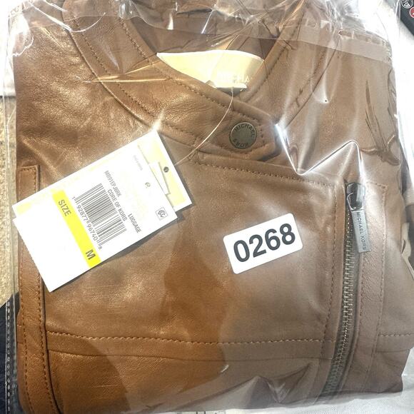 MRSP $250 New Michael Kors Real Lamb Leather Short Jacket Brown Size Medium - Picture 15 of 15